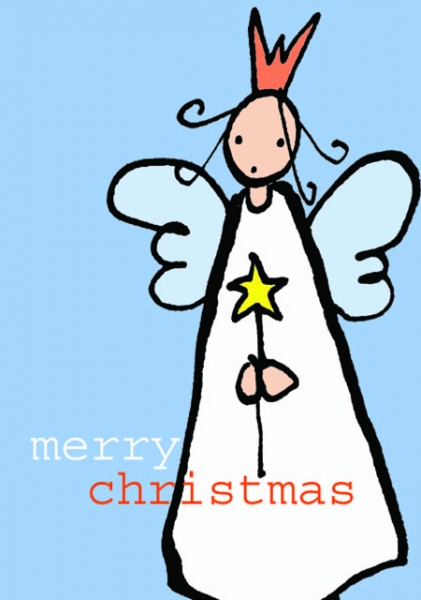 Christmas card design of angel for Paperchase